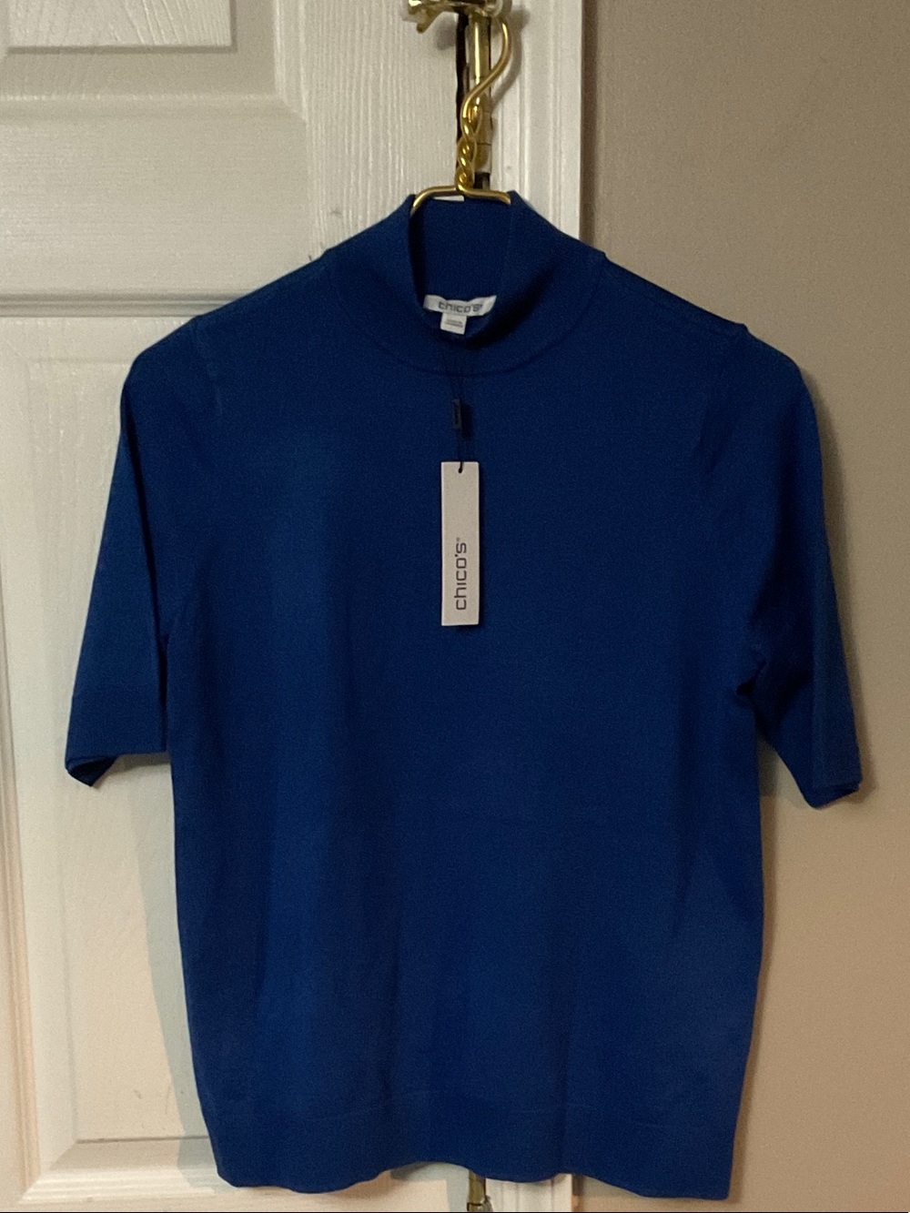 Chico's Men's Short Sleeve Mock Neck Shirt - Royal Blue